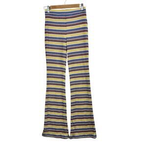 Zara New Striped Flared Pant Small Ribbed Knit High Rise Boho Colorful Retro Y2K